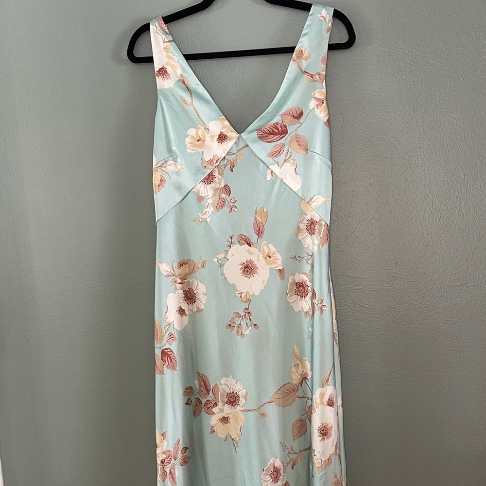 a new day Floral Maxi Dress in Soft Blue and Beige